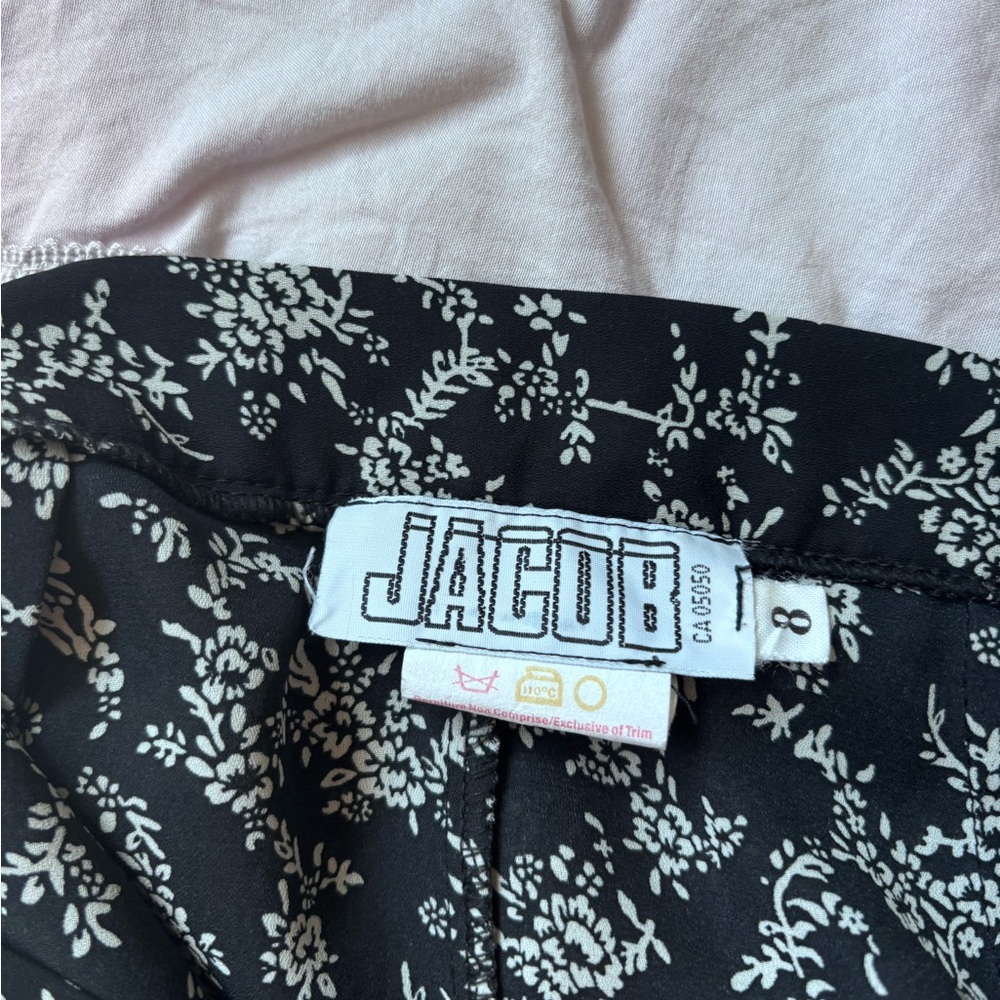 Vintage Jacob Black and White Floral Button Up Midi Skirt Size Small/ XSmall - Picture 7 of 7